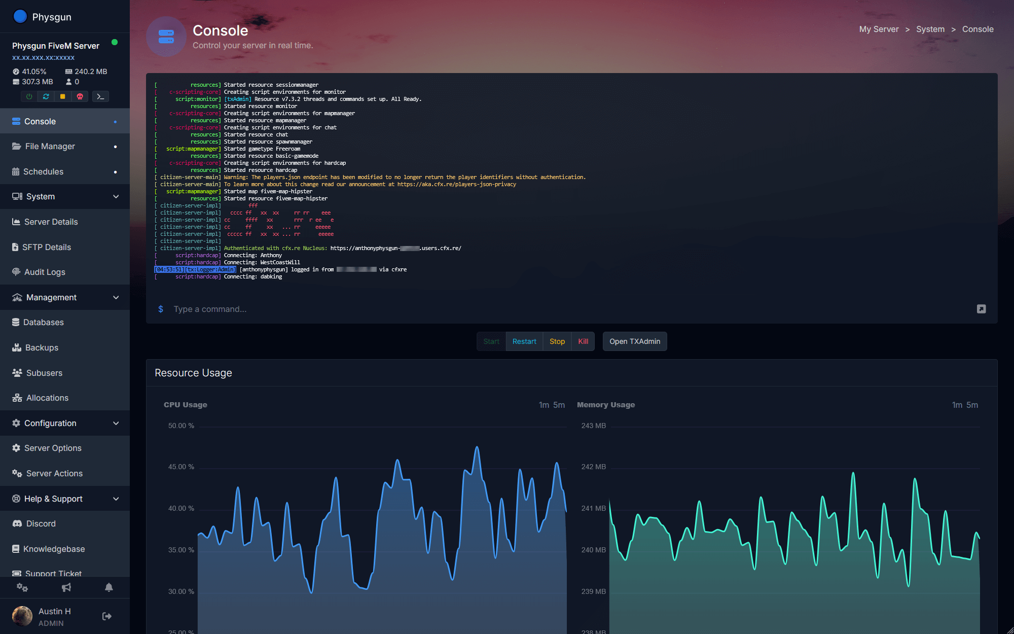 True Console & TXAdmin Integration